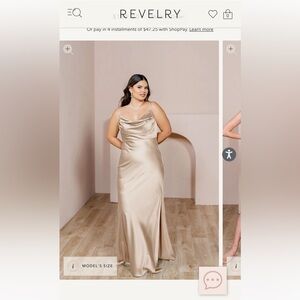 Revelry Satin Skye Gold Champagne Dress - Size 6